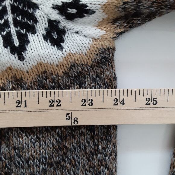 Vintage Peruvian Alpaca Sweater Hooded Pullover Aztec Black Nordic Fair Isle - Picture 8 of 10